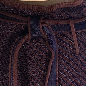 Zara navy/brown knit pencil skirt w/self sash