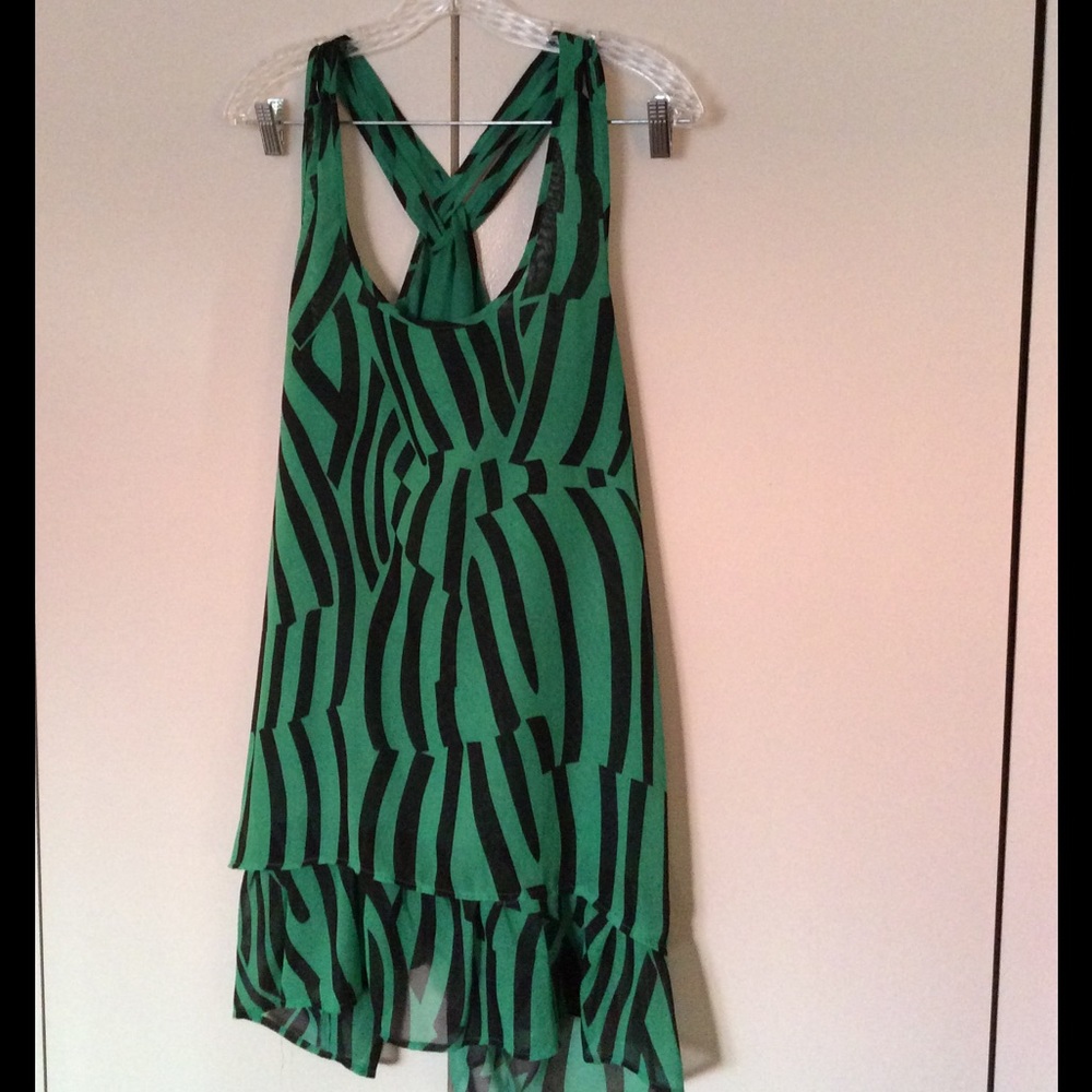Blu Pepper green/black stripe flowy top