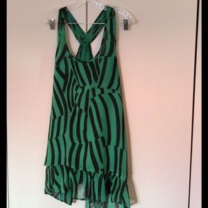 Blu Pepper green/black stripe flowy top