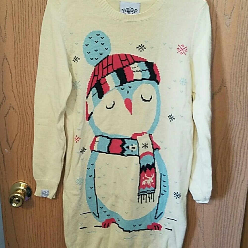 Drop dead penguin sweater dress jumper small