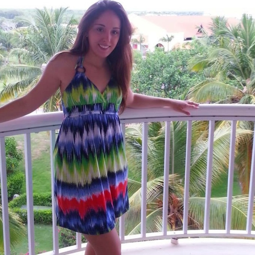 Multicolor string tied summer dress.