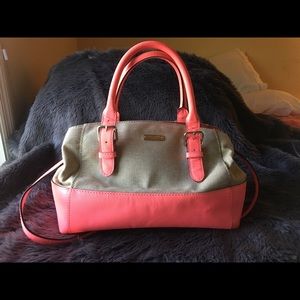 Kate Spade Neon Trim Canvas Satchel