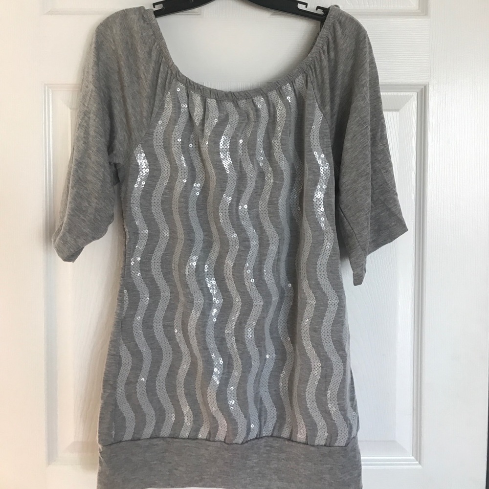 Gray sequin shirt