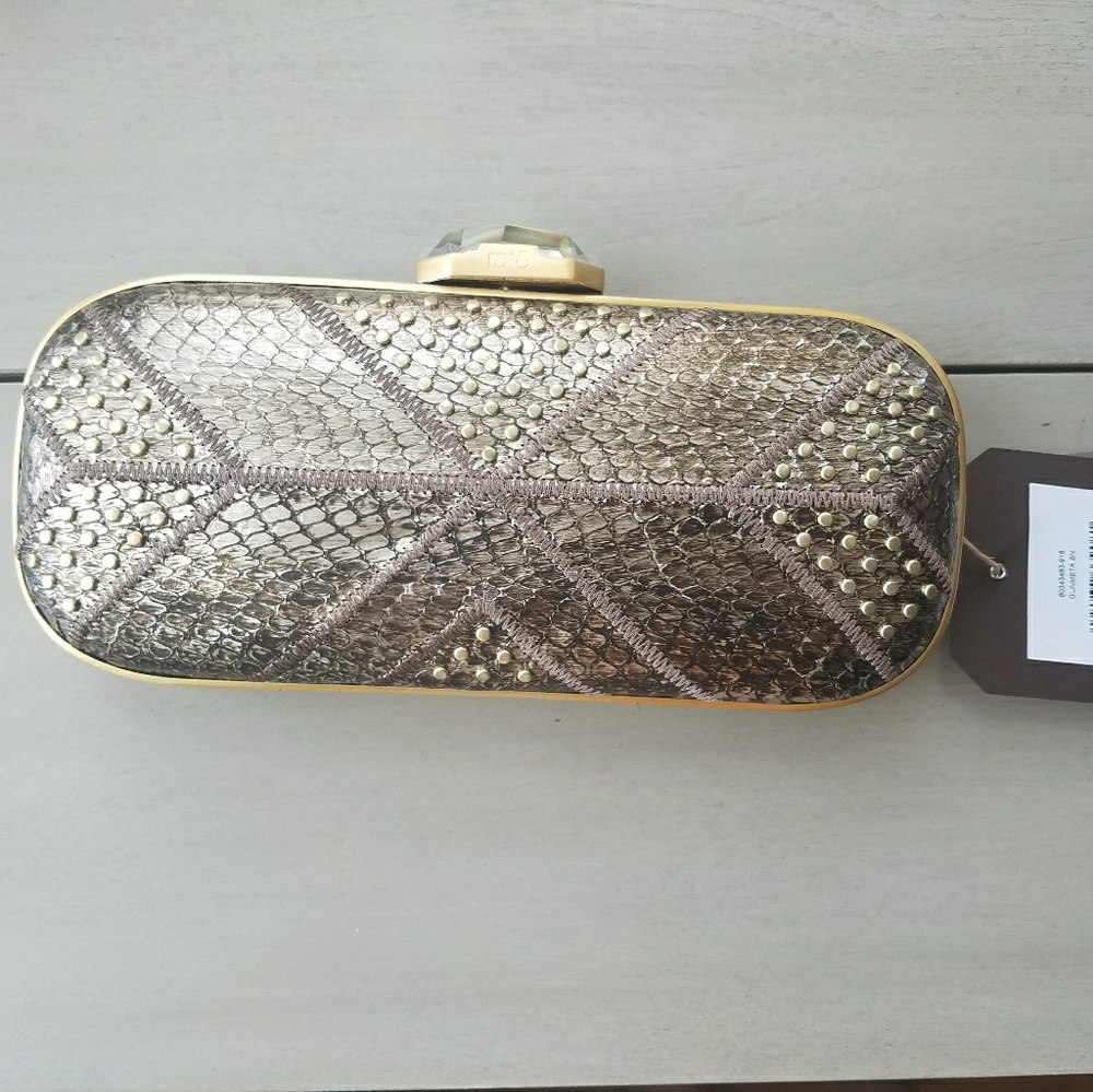 NWT Rafe, Mary Alice Studded Snake Clutch Purse