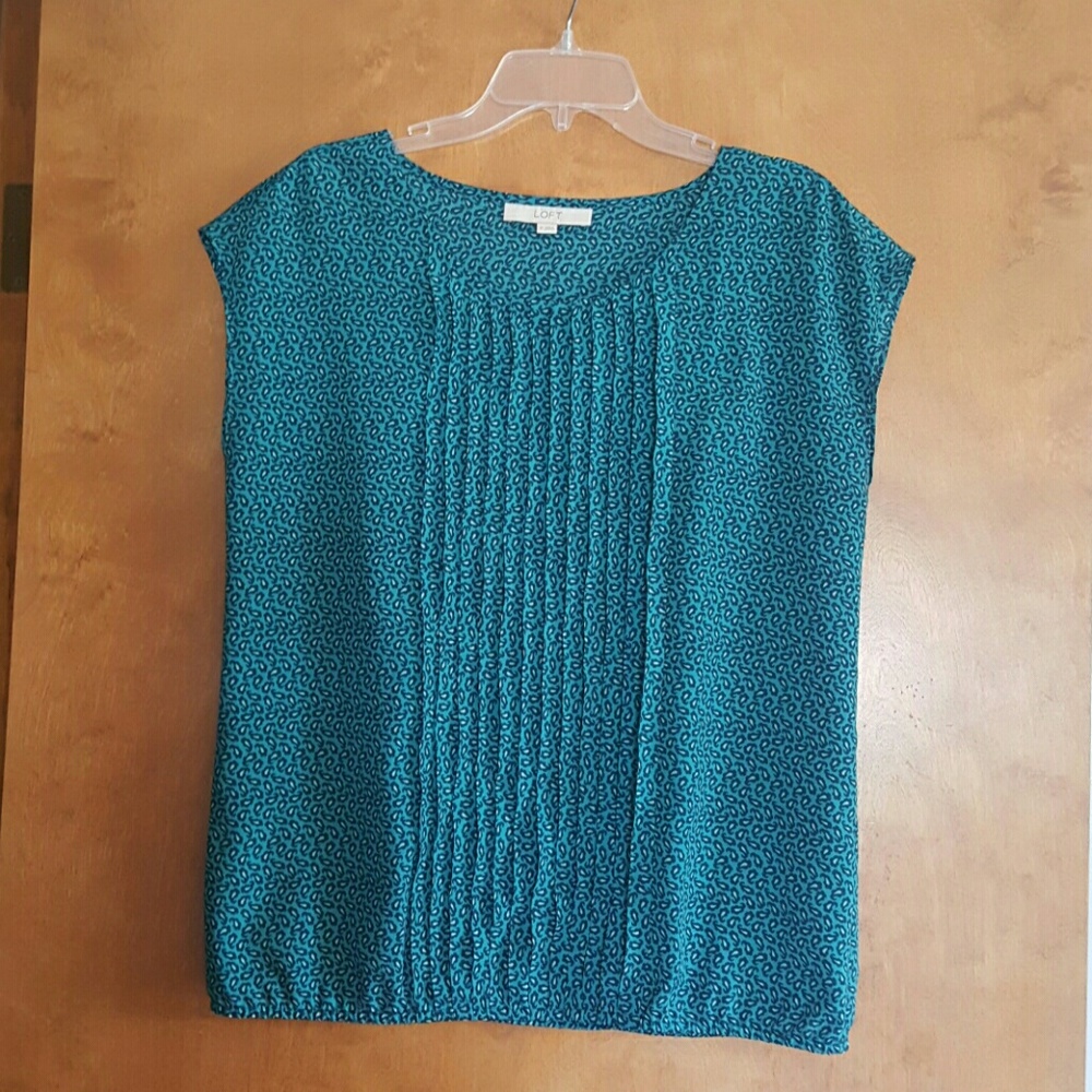 Teal and navy paisley blouse LOFT