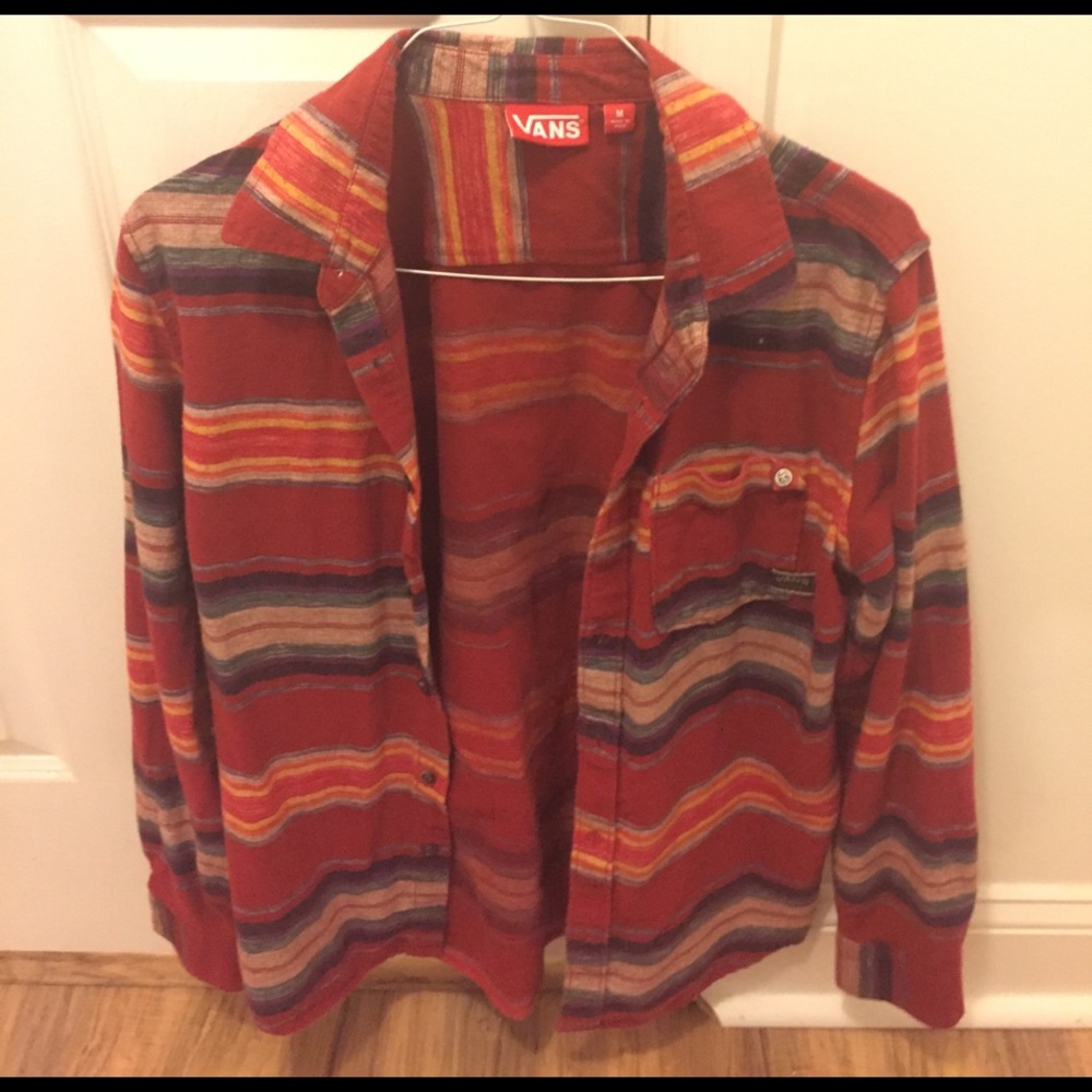 Vans red Día de Muertos flannel. Size Medium.