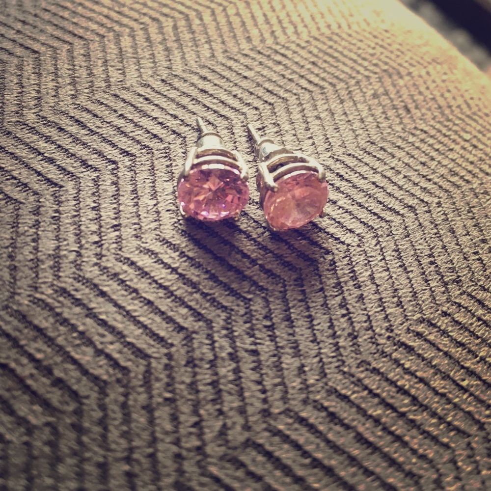 Pink CZ stud earrings
