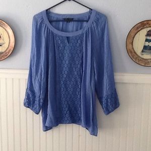 LACE FRONT 3/4 SLEEVE TOP