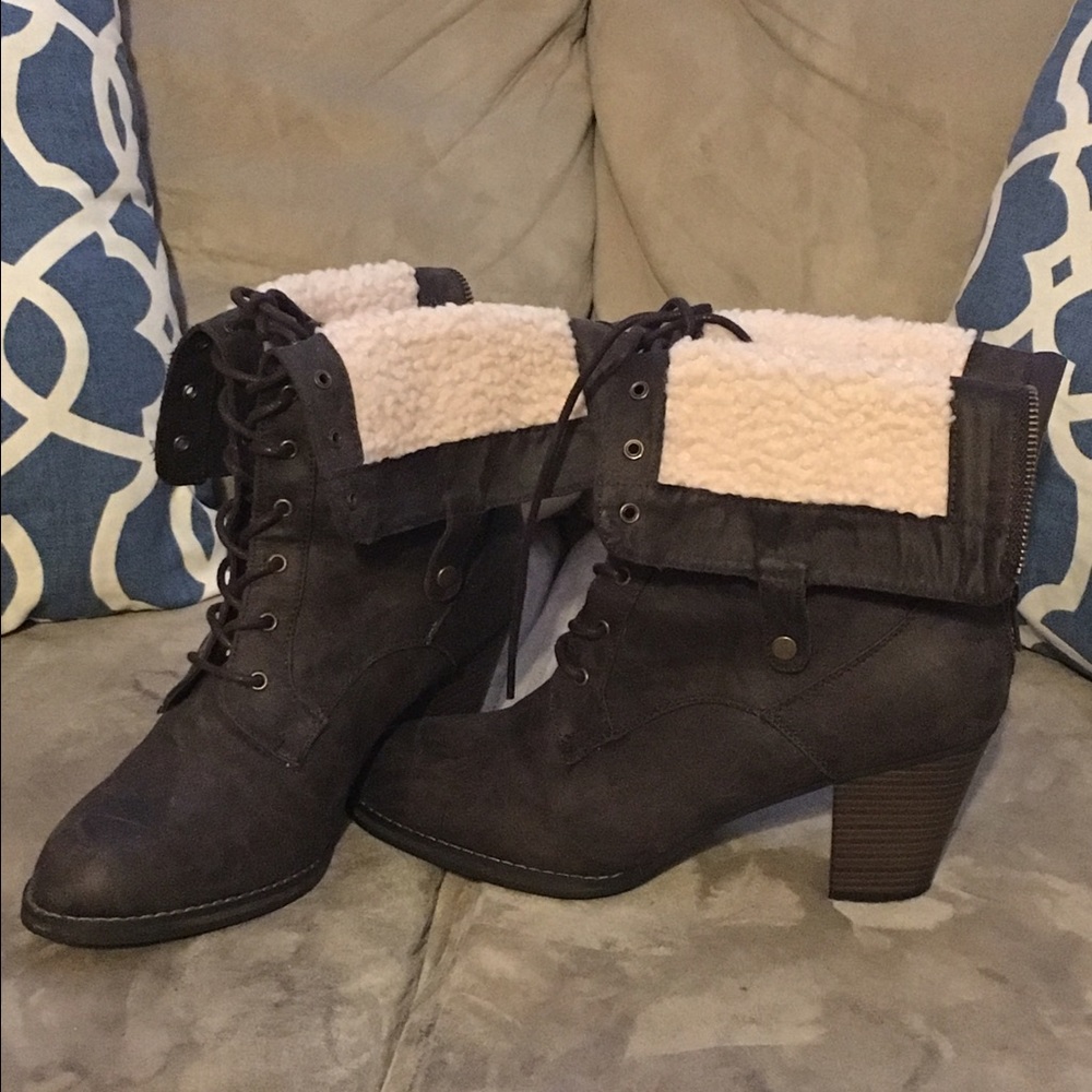 Brown heeled boots