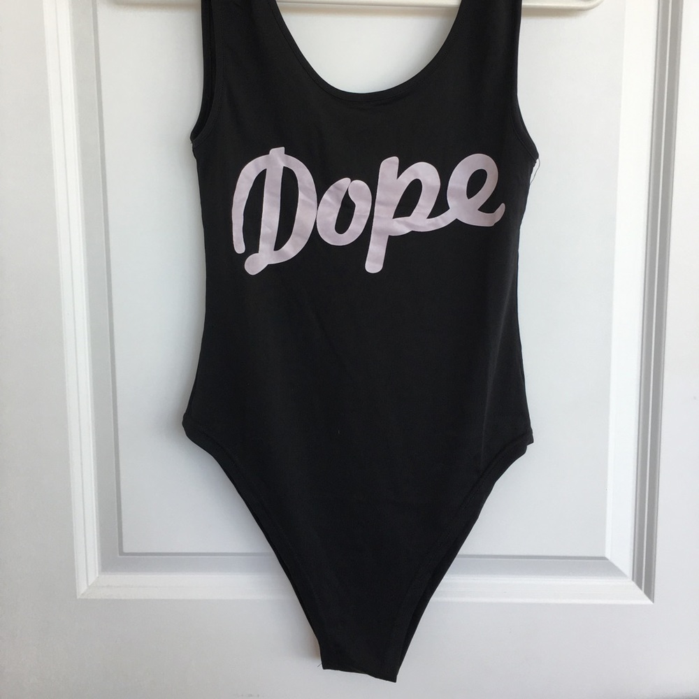 Black one-piece swimsuit