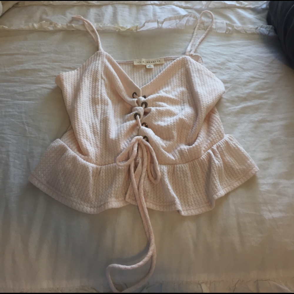white pacsun lace-up top