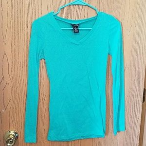 Teal mint long sleeve v neck