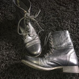 Black Pleather Combat Boots