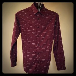 Maroon, patterned button-down