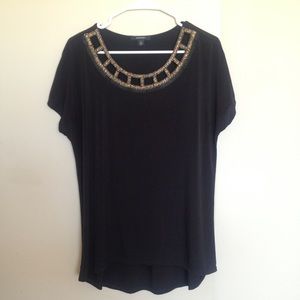 Black shirt with gold neckline