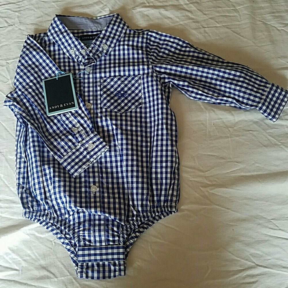 Andy & Evan Blue Plaid button down dress shirt