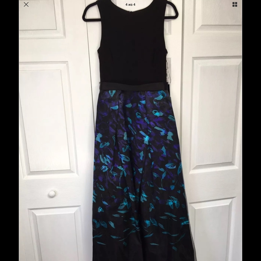 *SOLD* Aidan Mattox Print Satin & Ballgown6 Dress - Picture 4 of 4