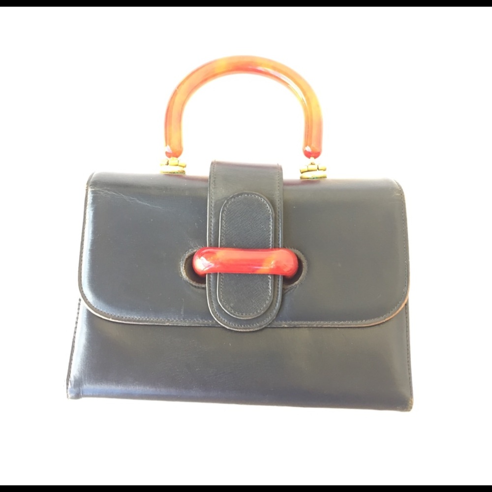 Vintage leather purse with handles