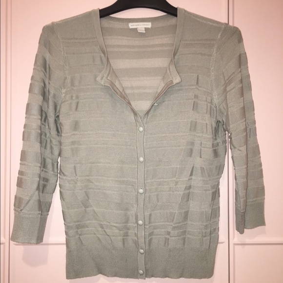 NWOT NY&C Grey Stripe Cardigan - Picture 2 of 7