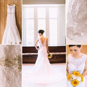 A-line sweetheart sleeveless lace wedding dress