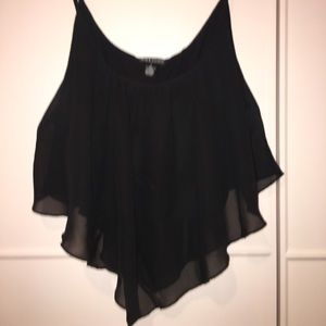 EUC Wet Seal Black Flowy Crop Tank