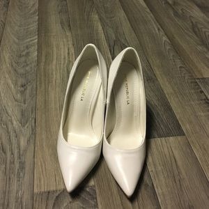Faux White Leather Pumps