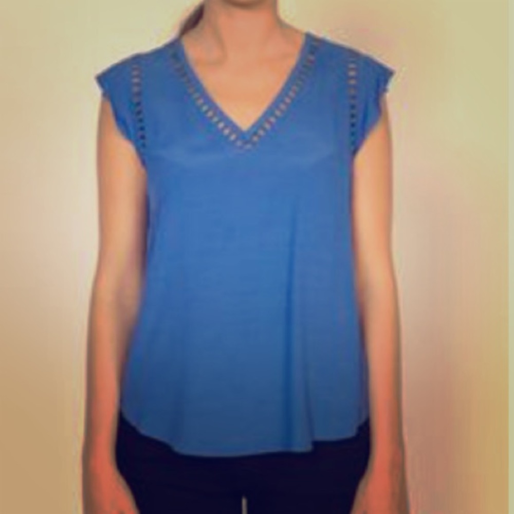Rebecca Taylor embroidered v-front top size 4