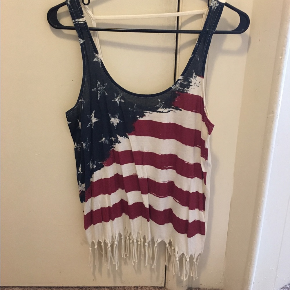 American Flag fringe tank