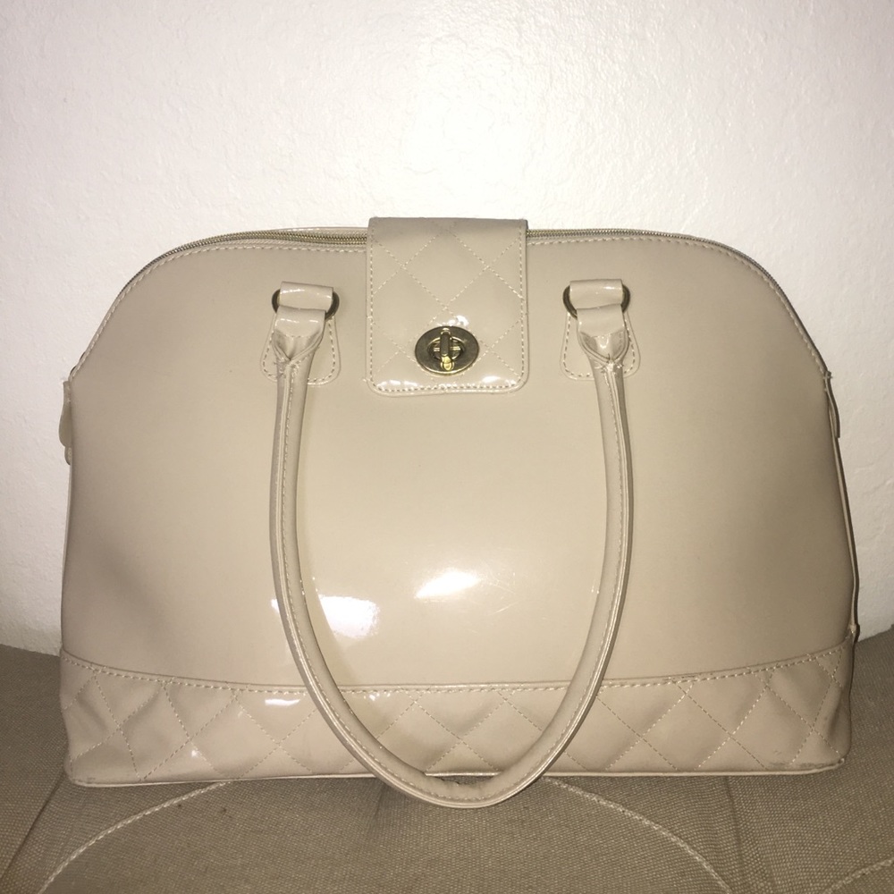 Elegant nude glossy bag