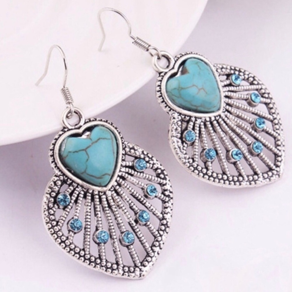 Bohemia leaves turquoise earrings