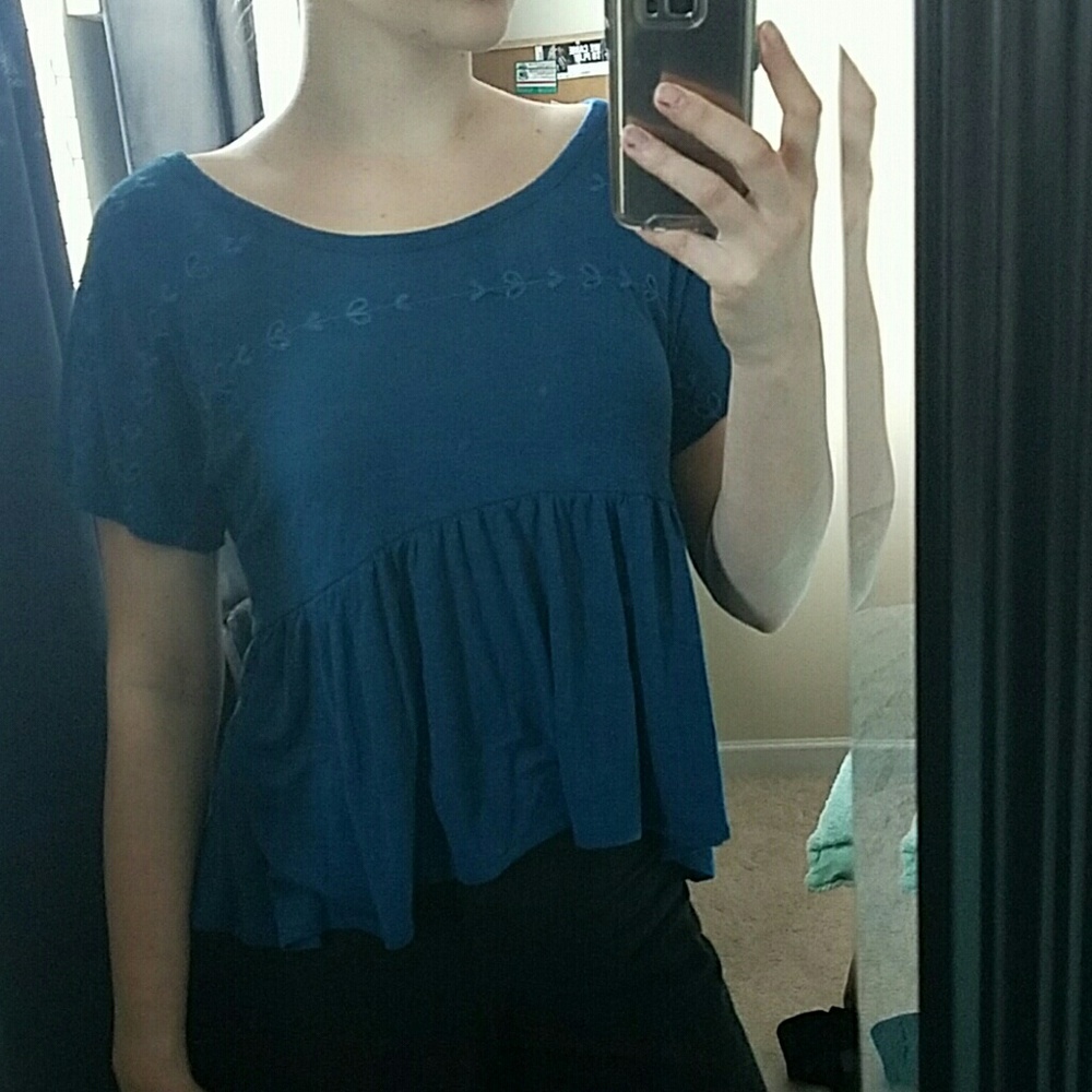 American Eagle Blue Peplum Blouse