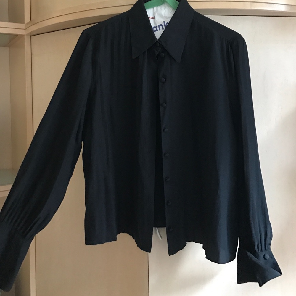 Rena Lange Black Silk Buttoned Top