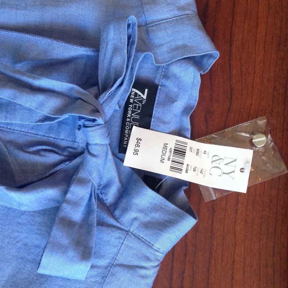 Light Blue Ruffled Button-down Shirt - Picture 4 of 4