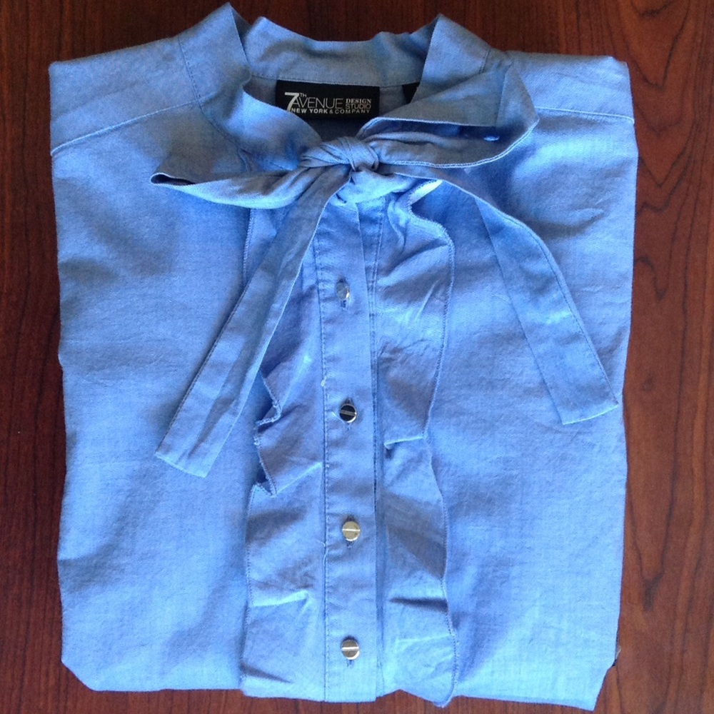 Light Blue Ruffled Button-down Shirt