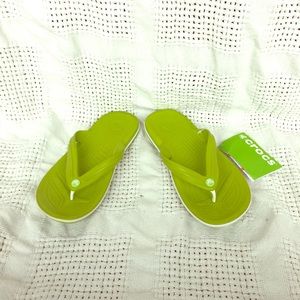 Crocs Lime Green Crocband Flip Flops. Size 6.