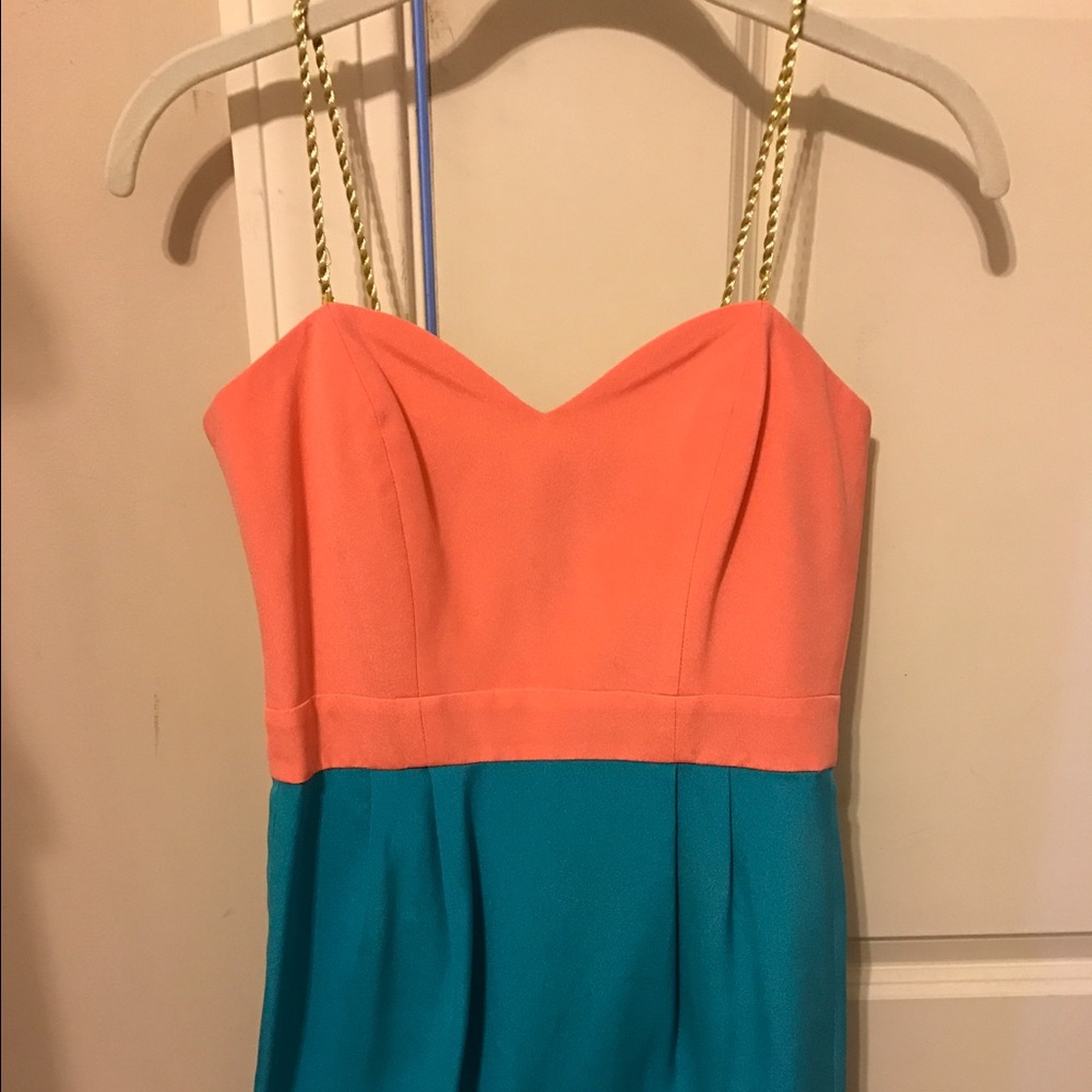 Naven pink & blue dress with gold straps