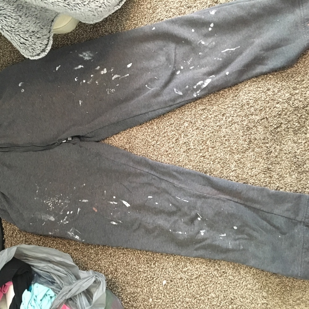 Paint stained sweat pants