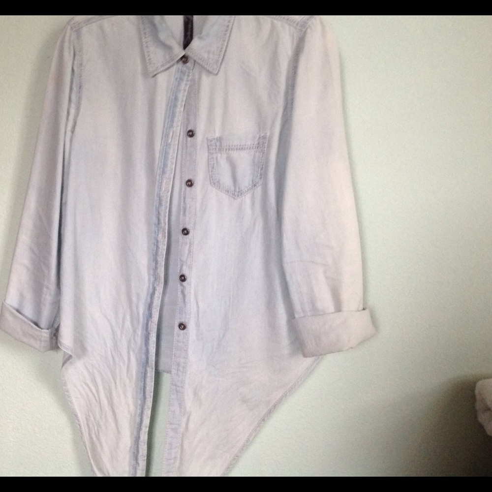 Seven for All Mankind tie bottom washed denim top