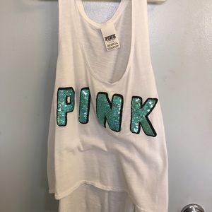VS Pink white sequin tank