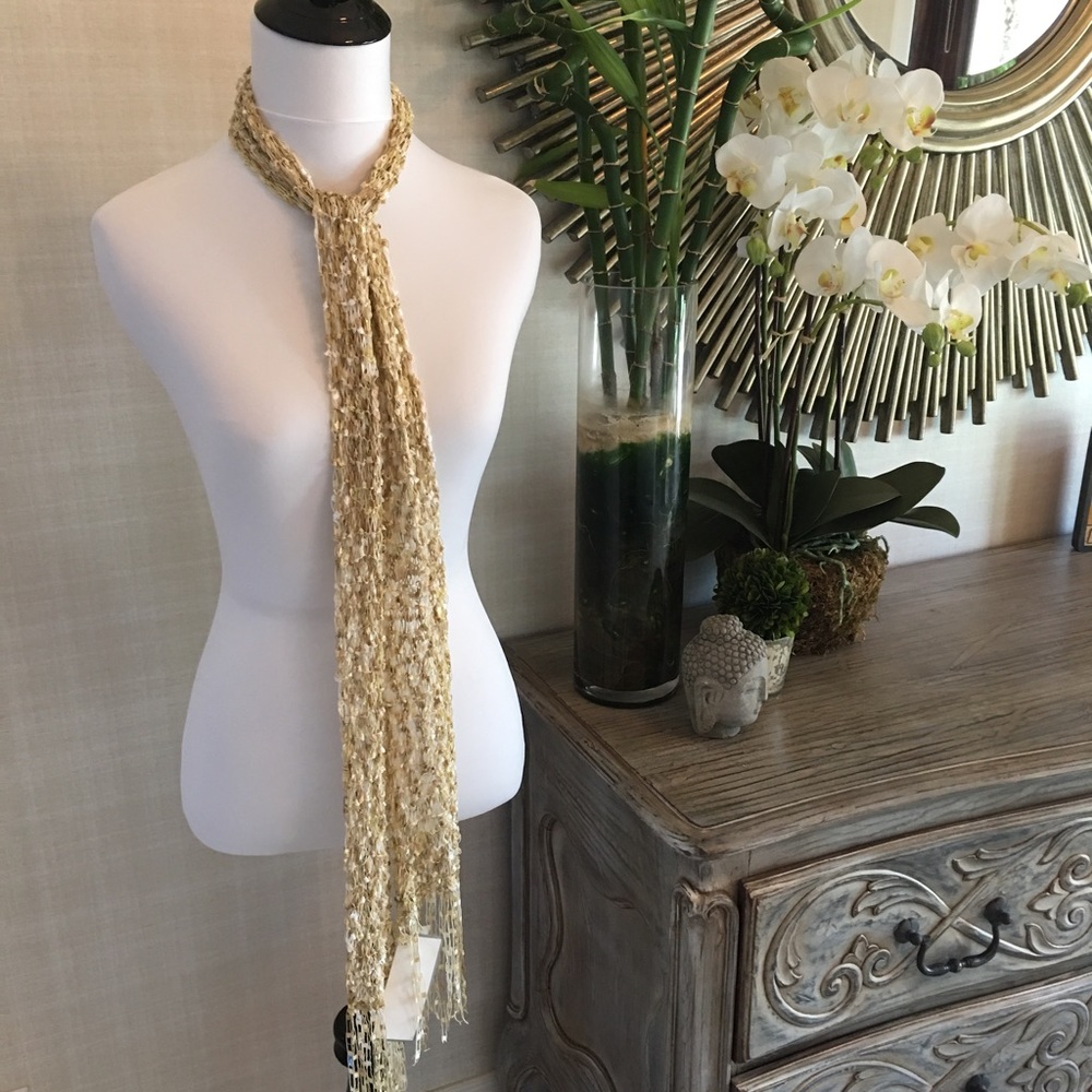 Beautiful hand knitted ivory scarf