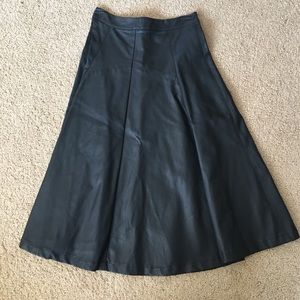 Topshop Midi Faux Leather Skirt
