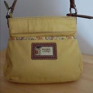 FOSSIL VINTAGE YELLOW CANVAS CROSSBODY BAG