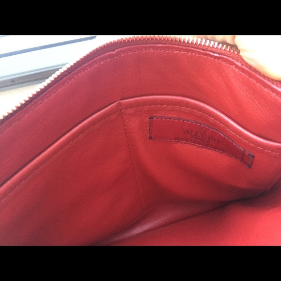 Authentic Valentino Garavani Rockstud Blue Grainy Calfskin  AuthenticValentinoRockstudTripleZip Clutch Leather