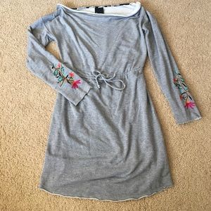 Anthropologie Embroidered Sweatshirt Dress