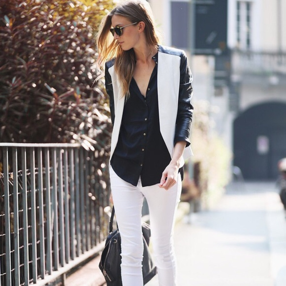 H&M Leather and Khaki Blazer