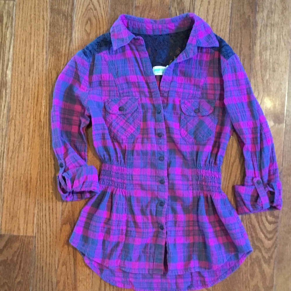 Pink & Black Plaid Shirt