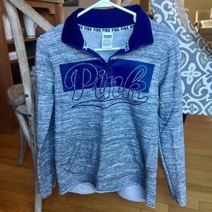 PINK High-Low Varsity Style Quarter-Zip