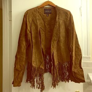 Genuine real suede fringe jacket