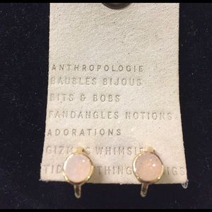 Anthropologie small gem open hoop gold earrings