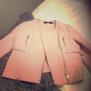 Baby Pink leather Jacket